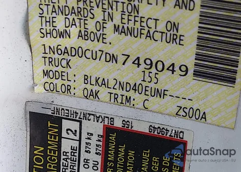 2013 Nissan Frontier Sv z USA, uszkodzony, nr VIN 1N6AD0CU7DN749049